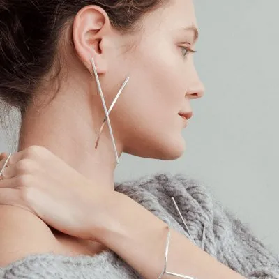 ALPHABET X earrings Minimalist, handcrafted - Monom