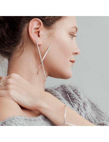 ALPHABET X earrings Minimalist, handcrafted - Monom