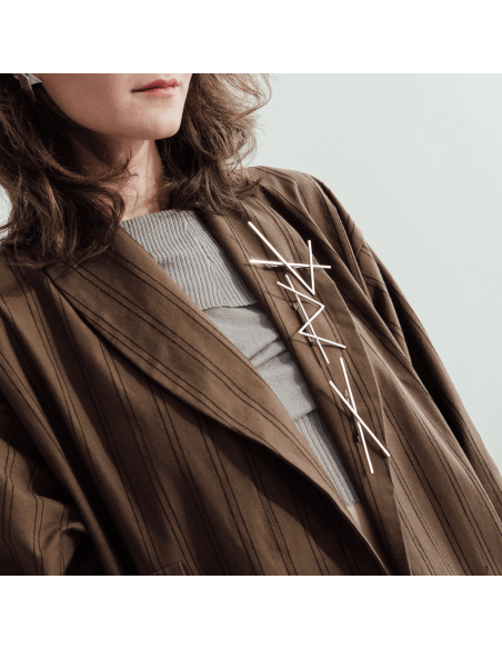 Brosa ALPHABET STRENGTH Minimalist, realizat manual. - Monom