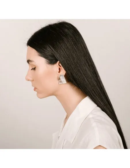 IMPERFECT SQUARE earrings Minimalist, handcrafted - Monom