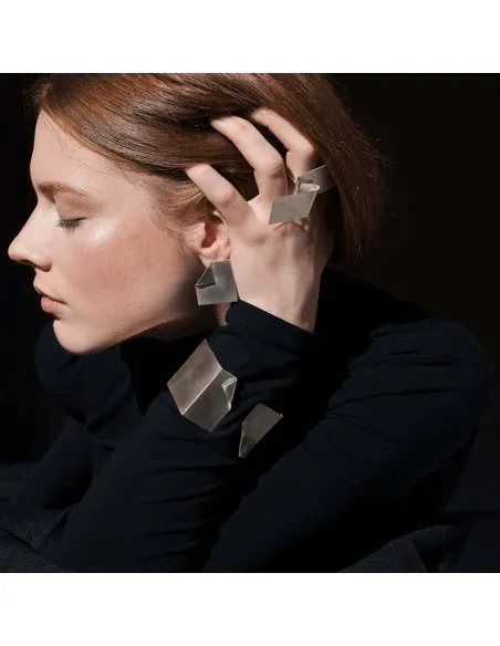 IMPERFECT SQUARE earrings Minimalist, handcrafted - Monom