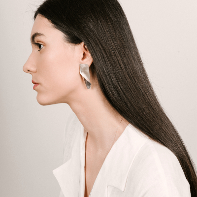 IMPERFECT RECTANGLE earrings Minimalist, handcrafted - Monom