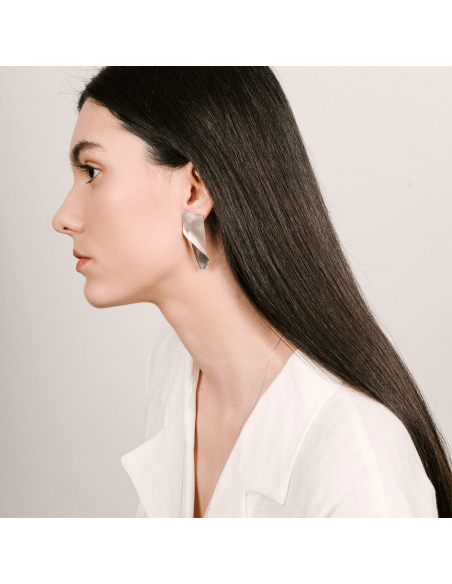 IMPERFECT RECTANGLE earrings Minimalist, handcrafted - Monom