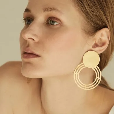 Labyrinth Saturnalia Small Minimal Earrings, Handmade by Monom