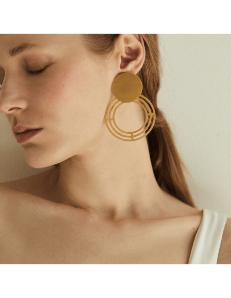 Labyrinth Saturnalia Small Minimal Earrings, Handmade by Monom