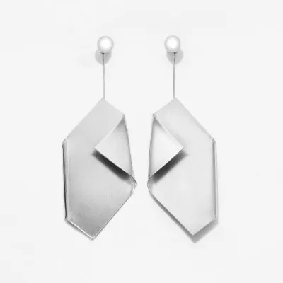 IMPERFECT LEAF earrings Minimalist, handcrafted - Monom 2